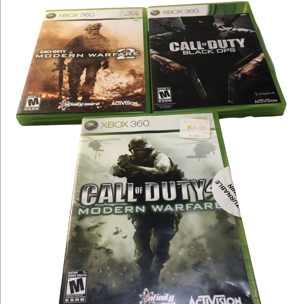 XBox 360 3 Call of Duty Games Tested complete Black Ops, Modern Warfare 1 & 2